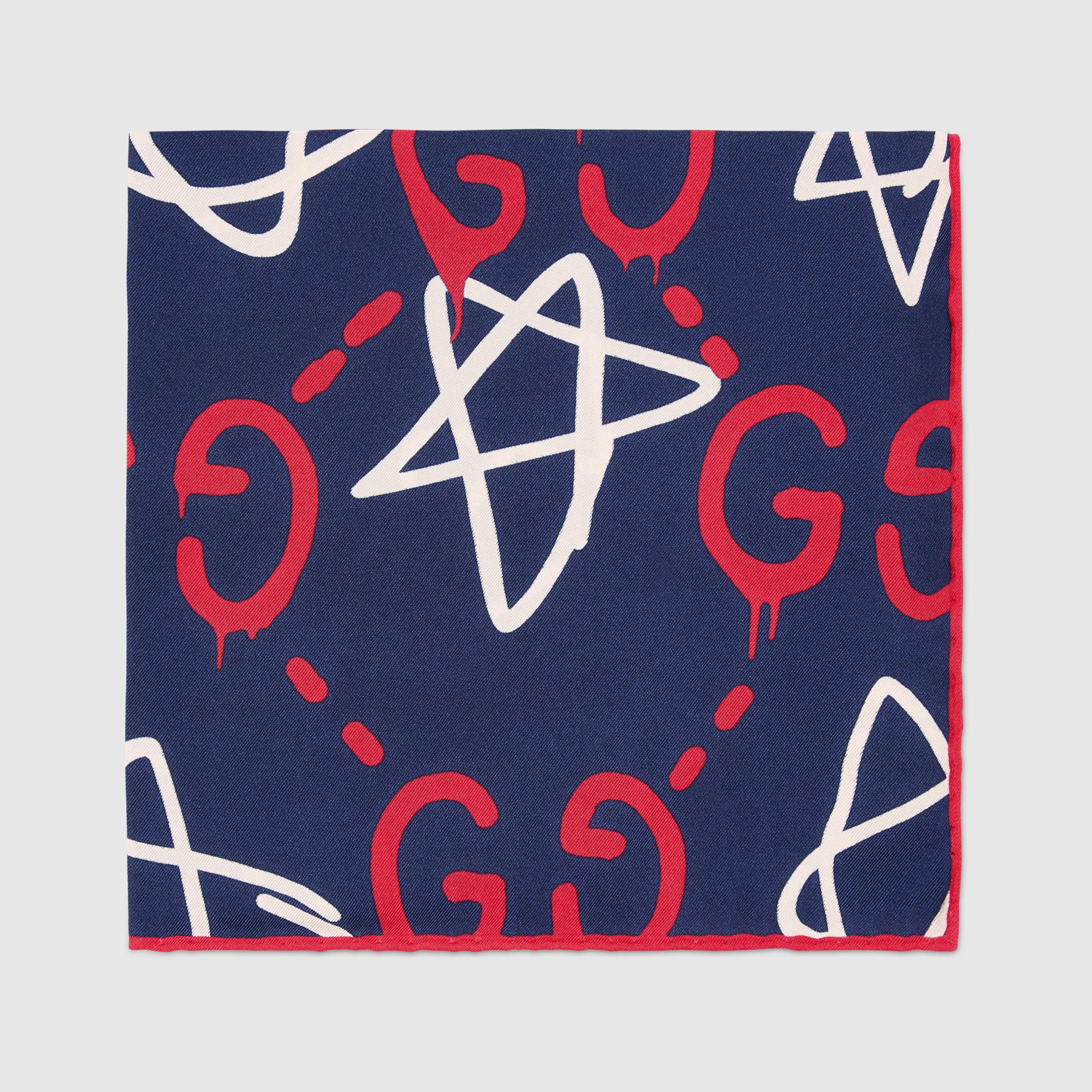 Gucci Ghost Silk Pocket Square in Blue for Men Lyst